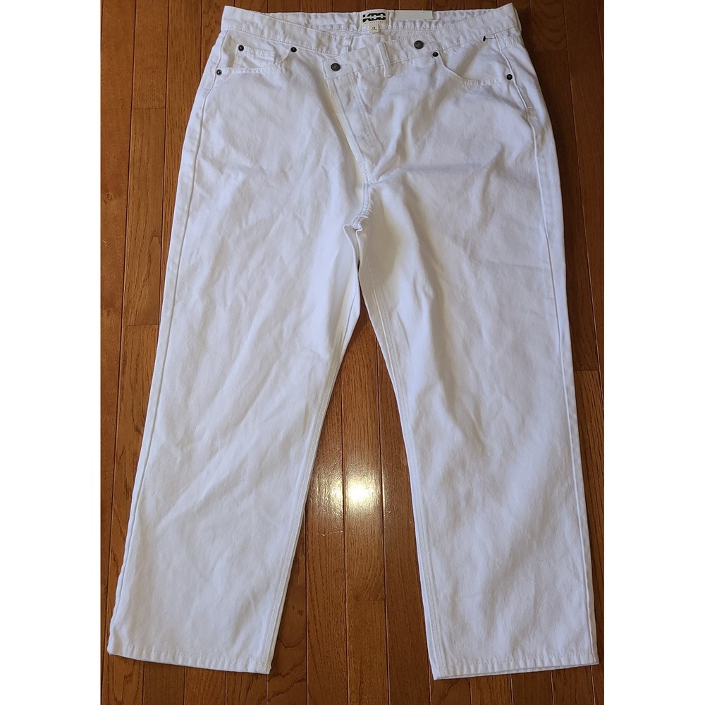 NWT KBB By Kahlana White Jeans Asymmetrical Crossover Future Collection Sz 16